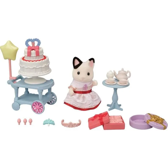 Sylvanian Families La Niña con Dos Gatos y su Bocadillo de Cumpleaños 5646 Juguete de 3 años