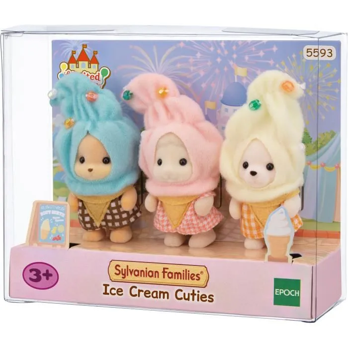 Sylvanian Families Trío de Bebés con Trajes de Crema Esmaltada (Ref. 5593) - Familias Muñecas Sylvanian, para Niños y Niñas a Partir de 3 Años