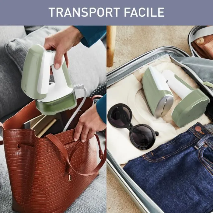 Calor DT3053C0 Vapor, 1300 W, 20 g/min Flojo de vapor, calefacción en 15 segundos, todo tipo de telas, bolsillo de vapor de acceso, verde