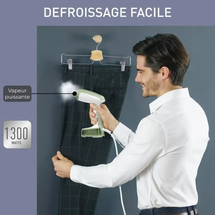 Calor DT3053C0 Vapor, 1300 W, 20 g/min Flojo de vapor, calefacción en 15 segundos, todo tipo de telas, bolsillo de vapor de acceso, verde