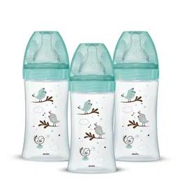 Dodie 3700763510996 Conjunto de 3 Biberones Anti-cólico Iniciation+ Glass 270ml 0-6 Meses Pacificador Redondo Flujo 2
