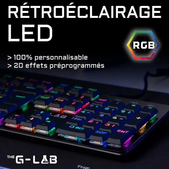 The G-Lab THE3760162066234 Teclado Mecánico Gaming Cableado Perfil Bajo Rojo