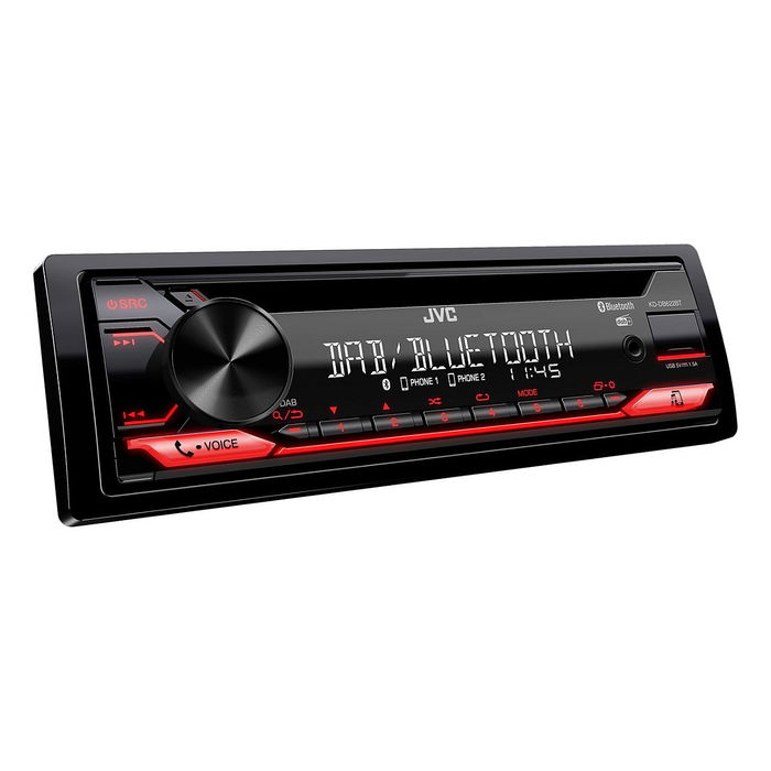 JVC KD-DB622BT Autoestéreo con Bluetooth, Reproductor CD, 200W, 1 DIN, Negro