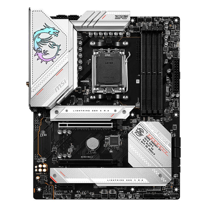 MSI MPG B650 EDGE WiFi ATX Placa Base (AM5, AMD B650, AMD Ryzen 7000, DDR5 128GB, Wi-Fi 6E, Bluetooth 5.2, USB 3.2, 2.5G LAN, PCIe, HDMI 2.1) - Negro/Plata