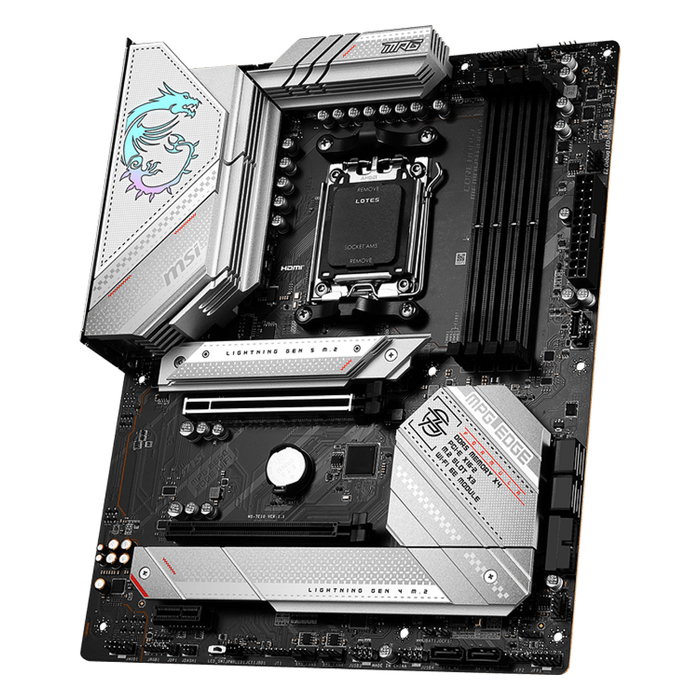 MSI MPG B650 EDGE WiFi ATX Placa Base (AM5, AMD B650, AMD Ryzen 7000, DDR5 128GB, Wi-Fi 6E, Bluetooth 5.2, USB 3.2, 2.5G LAN, PCIe, HDMI 2.1) - Negro/Plata