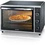 Severin TO2058 Mini Horno de Convección 42 L con Giro y Piedra para Pizza, 1800 W, Temporizador 120 Min, Negro/Acero Inoxidable