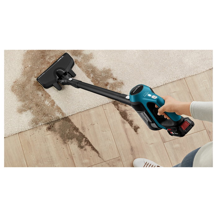 Bosch BBS611LAG Aspiradora escoba sin bolsa, 2 en 1, con batería de 18V y 30 min autonomía, color azul, cepillo rectangular, 0.3L