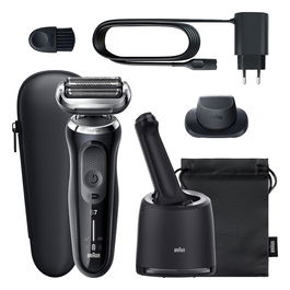 Braun Series 7 71-N7200cc - Afeitadora de láminas eléctrica recargable con estación de limpieza, recortadora de precisión, a prueba de agua, negro