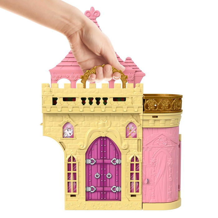 Mattel Muñeca Mini Castillo de Bella Disney Princess, con Muñeca Bella y Accesorios
