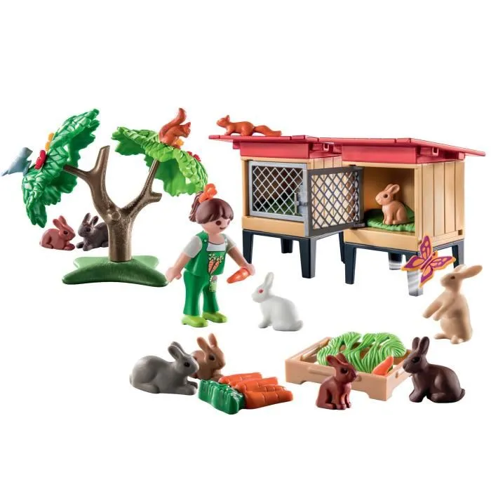 Playmobil 71252 País, la Granja - Set de Juego con Recinto y Conejos para Niños