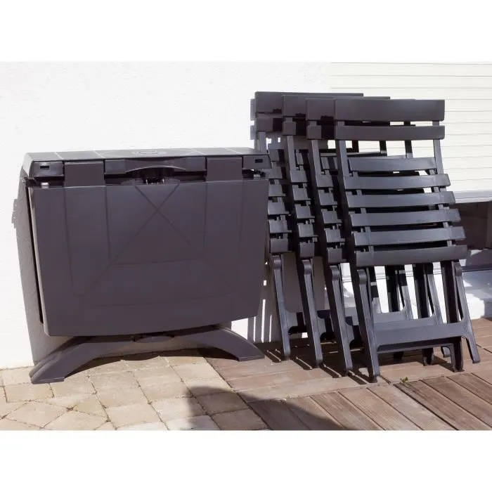 Grill Me Silla plegable Miami - Silla de Resina para Exterior Plegable, Color Antracita, 42x50x80 cm