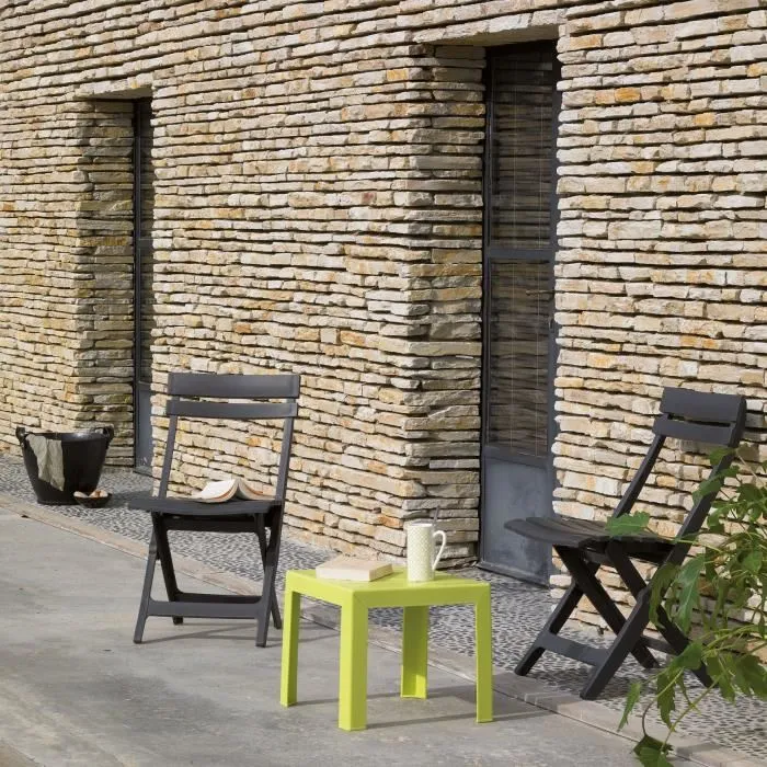 Grill Me Silla plegable Miami - Silla de Resina para Exterior Plegable, Color Antracita, 42x50x80 cm