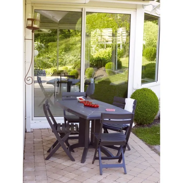 Grill Me Silla plegable Miami - Silla de Resina para Exterior Plegable, Color Antracita, 42x50x80 cm