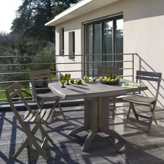 GROSFILLEX Silla Plegable Miami Ahorro de Espacio - Resina - UV y Frío Resistente - Color Taupe