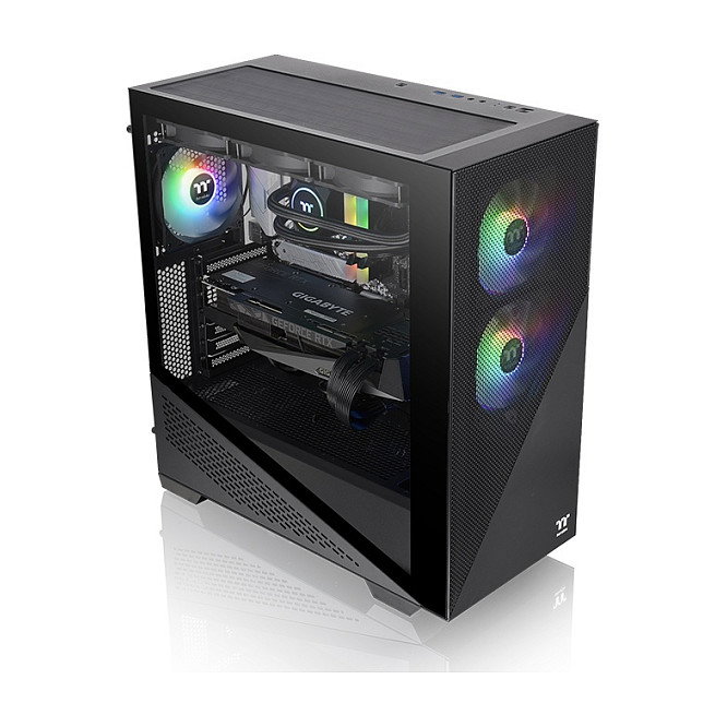 Thermaltake Divider 370 TG ARGB Black Midi Tower Caja de PC con Panel de Vidrio Templado y Iluminación Frontal