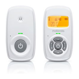 Motorola AM24 Baby Monitor Vigilabebés DECT, Blanco, 300 m de Alcance, Pantalla, Sensor Temperatura