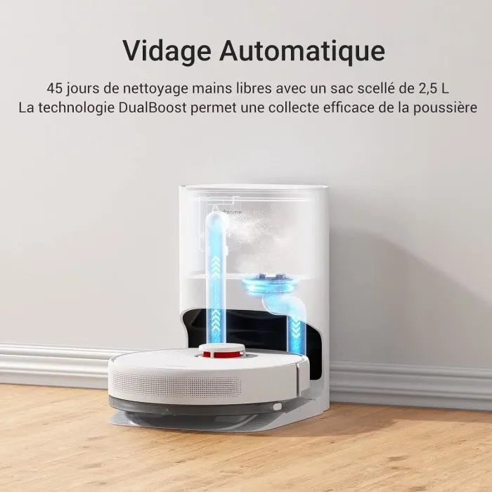 Dreame D10 Plus Blanco Robot Aspirador y Fregasuelos con Estación de Vaciado Automático