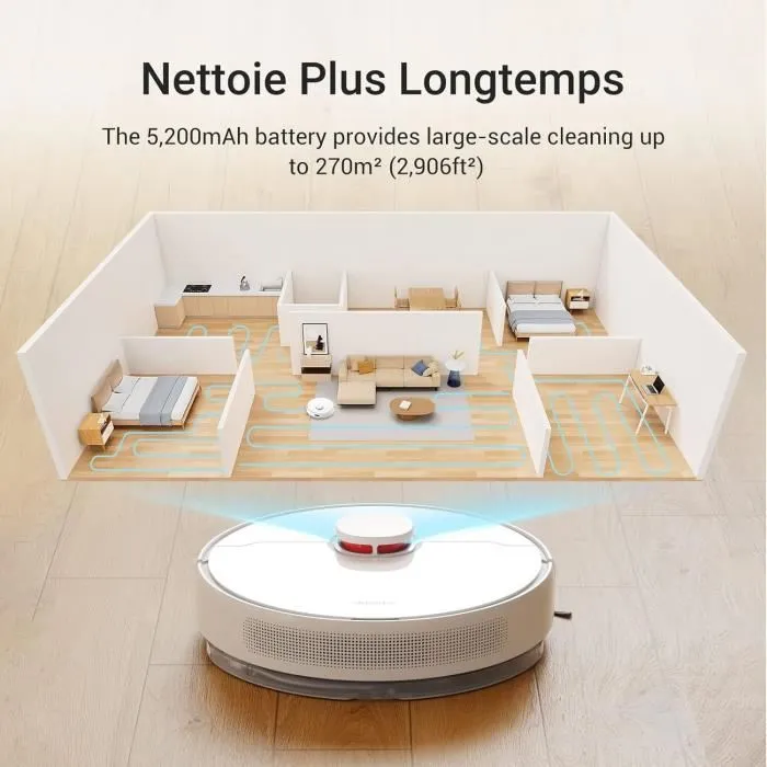 Dreame D10 Plus Blanco Robot Aspirador y Fregasuelos con Estación de Vaciado Automático