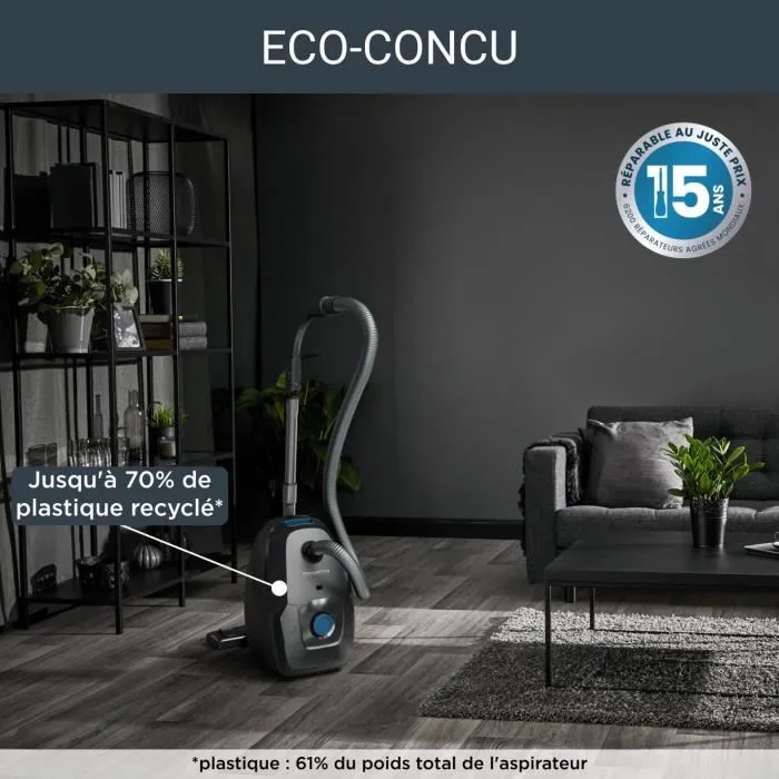 Rowenta Green Force Max - Aspiradora con bolsa, bajo consumo 900 W, ECO diseñado, filtración alta, departamento de acción de 12 m, RO4933EA