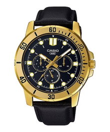 Casio MTP-VD300GL-1EUD con caja dorada y correa de cuero negra