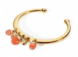 Morellato Brazalete en Acero Inoxidable Dorado con Diamantes Naturales y Resina Roja S010A11B
