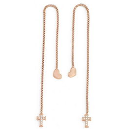 Pendientes Mujer Amen CUORE CROCE CRISTALLI ROSE GOLD Plata de ley 925