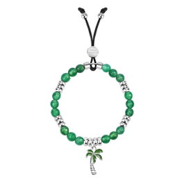 La Petite Story Pulsera de Acero con Ágata Verde y Palma LPS05ARR53