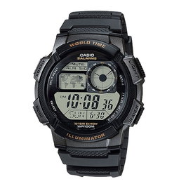 Reloj Unisex Casio WORLD TIME ILLUMINATOR - 5 ALARMS. 10 YEAR BATTERY Negro Gris (Ø 48 mm)