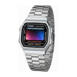 Casio A168WA Unisex-Uhr Digital mit Edelstahlarmband, silber