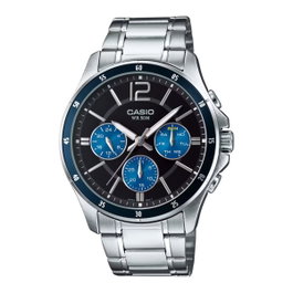 Casio MTP-1374D-2AVDF con esfera negra y correa gris