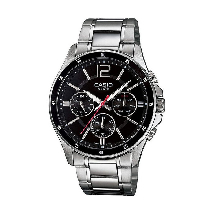 Reloj Hombre Casio MTP1374D1AVDF Negro Plateado (Ø 35 mm) (Ø 47 mm)