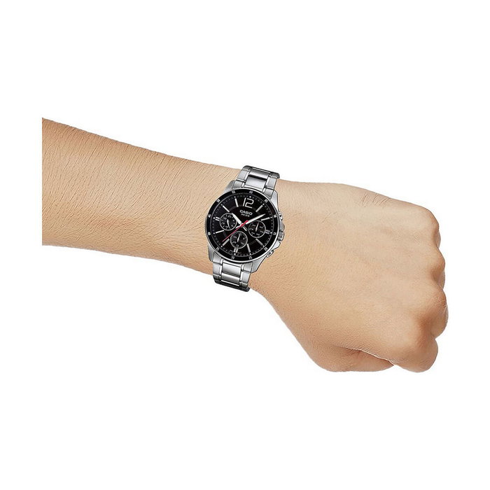 Reloj Hombre Casio MTP1374D1AVDF Negro Plateado (Ø 35 mm) (Ø 47 mm)