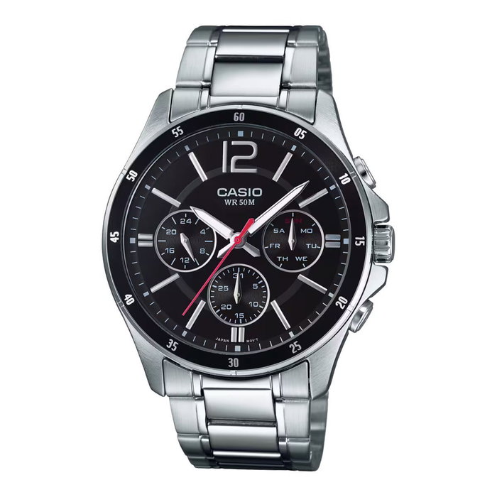 Reloj Hombre Casio MTP1374D1AVDF Negro Plateado (Ø 35 mm) (Ø 47 mm)