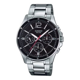 Casio MTP-1374D-1AVDF con esfera negra y correa gris