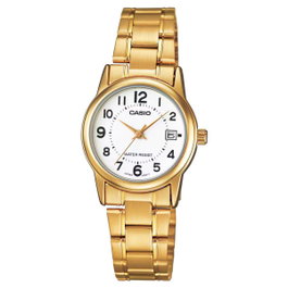 Casio LTP-V002G-7B Reloj para Mujer Dorado con Esfera Blanca