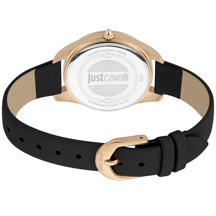 Just Cavalli JC1L210L0025 Reloj de Mujer con Correa de Cuero Negra