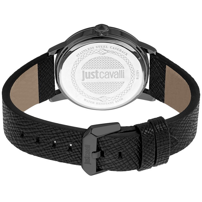 Just Cavalli JC1G216L0035 Reloj para Hombre con Correa de Cuero Negra