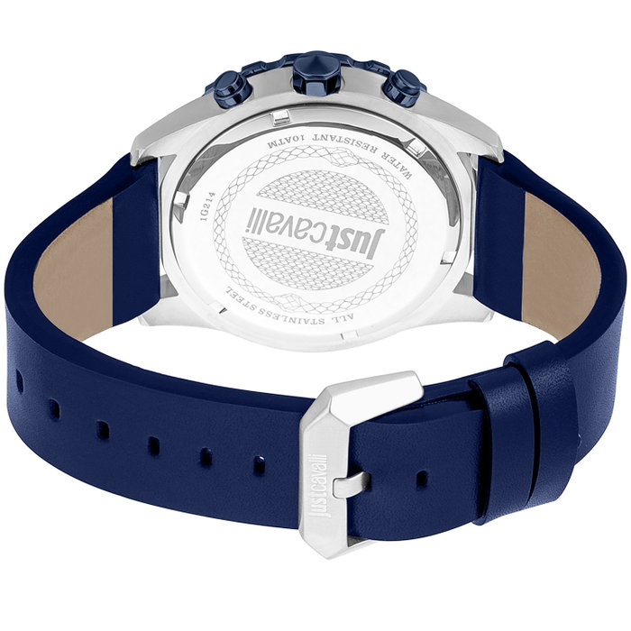 Just Cavalli JC1G214L0045 Reloj Analógico para Hombre con Correa de Cuero Azul