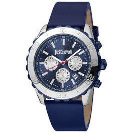 Just Cavalli JC1G214L0045 Reloj Analógico para Hombre con Correa de Cuero Azul