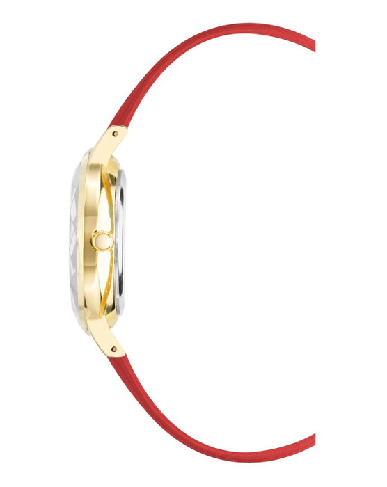 Juicy Couture Reloj JC1326GPRD con caja dorada y correa roja