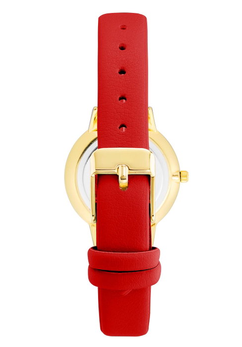 Juicy Couture Reloj JC1326GPRD con caja dorada y correa roja