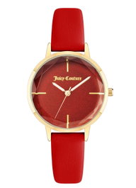 Juicy Couture Reloj JC1326GPRD con caja dorada y correa roja