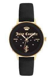 Juicy Couture Reloj JC1264GPBK con correa negra y caja dorada