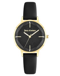 Juicy Couture Reloj JC1326GPBK con caja dorada y correa negra