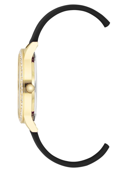 Juicy Couture Reloj JC1342GPBK con caja dorada y correa negra