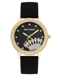 Juicy Couture Reloj JC1342GPBK con caja dorada y correa negra