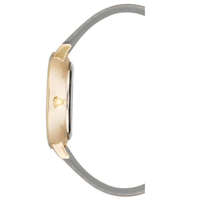 Nine West NW-2554GYGY con correa de cuero gris y caja dorada