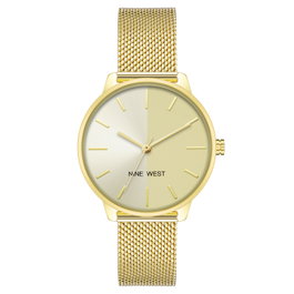 Nine West NW-2668CHGB Reloj Analógico Dorado con Esfera Beige
