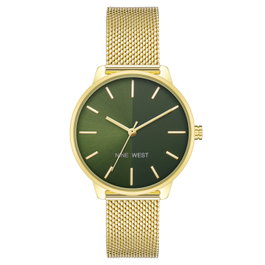 Nine West NW-2668GNGB Reloj Analógico Dorado con Esfera Verde