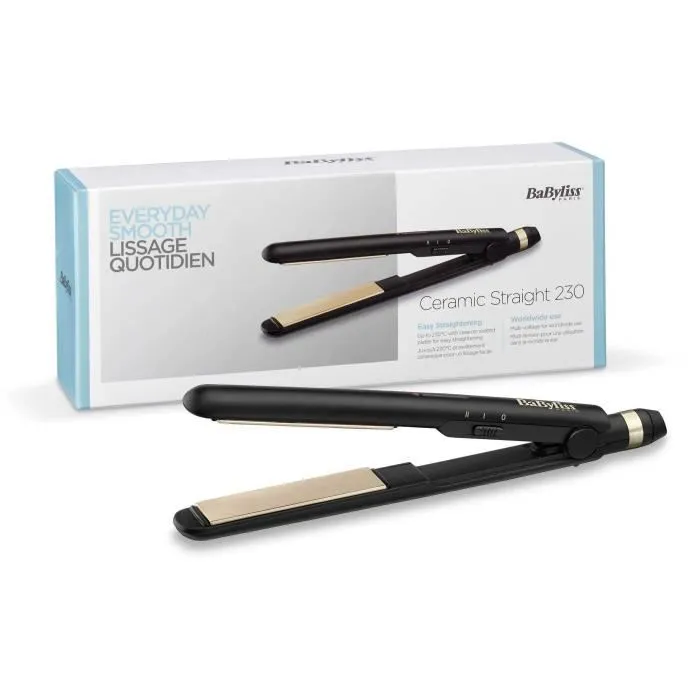 Babyliss Plancha de pelo de viaje ceramic 230°C, placas 24x95mm Babyliss Plancha de pelo de viaje ceramic 230°C, placas 24x95mm